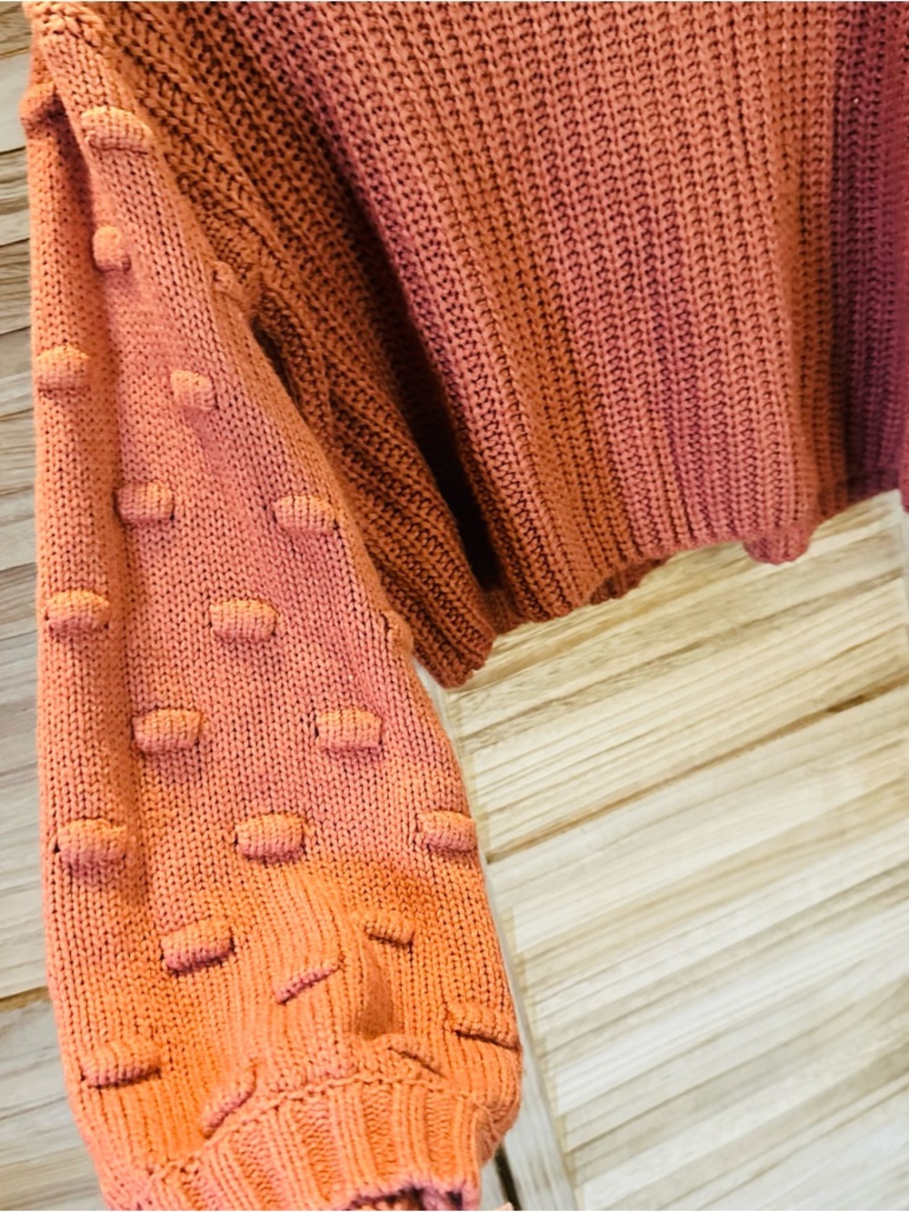 moon & madison Rose Clay Bobble-Sleeve Chunky Knit Sweater - Picture 3 of 3